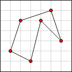 Polygon with two vertices in the same row.